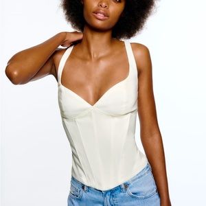 ZARA - LINEN BLEND CORSETRY-INSPIRED TOP
